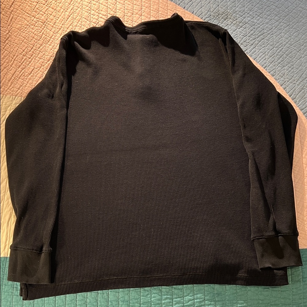 Banana Republic 2pk Men's Waffle Long-Sleeve Henleys - Black & Maroon - Large - Picture 4 of 9